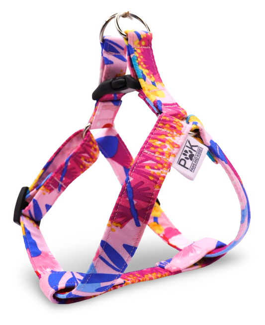 Pink Waratah Dog Harness