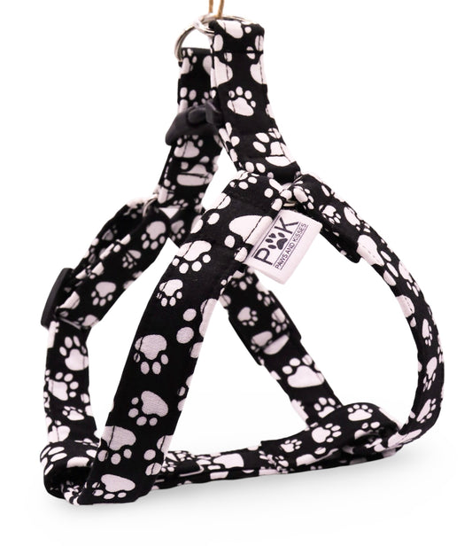 Black & White Paws Dog Harness