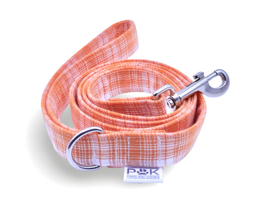 Orange Tartan Dog Lead